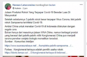 Cek Fakta: Jutaan Rokok Sampoerna Terpapar COVID-19 Beredar di Masyarakat? Ini Faktanya