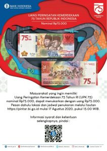 BI: Rupiah Edisi Khusus Rp 75.000 Sah Digunakan untuk Transaksi