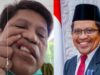 Kepala Dinas Kominfo Sultra, Ridwan Badallah memperlihatkan bekas luka akibat bogem mentah kepala Bapenda Sultra pada puncak perayaan HPN 2022 di pelataran Masjid Al Alam, Rabu (9/2/2022).