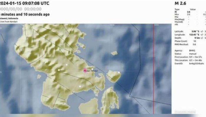 Wilayah Puuwatu Diguncang Gempa Berkekuatan 2,5 Skala Richter