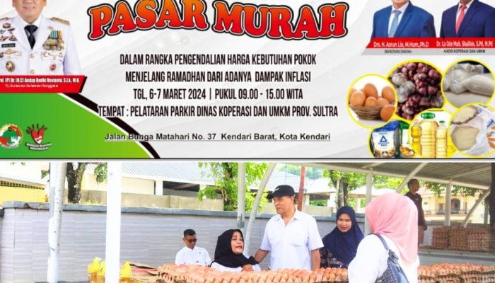 Jelang Ramadan, Dinas Koperasi & UMKM Sultra Jajakan Produk Sembako Murah di Halaman Kantor