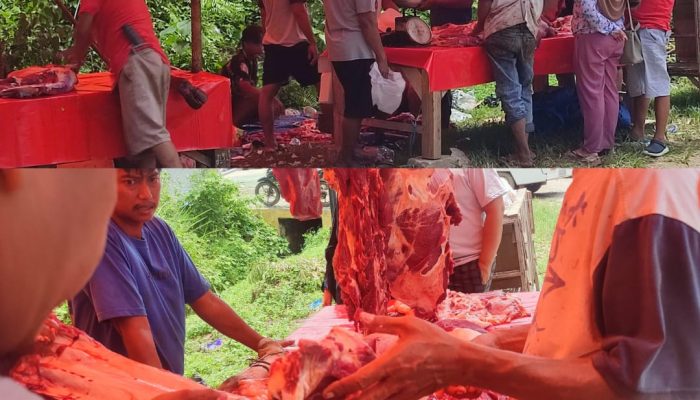 Potret Pedagang Daging Sapi Dadakan di Jalanan Kota Kendari, Berburu Cuan Jelang Lebaran