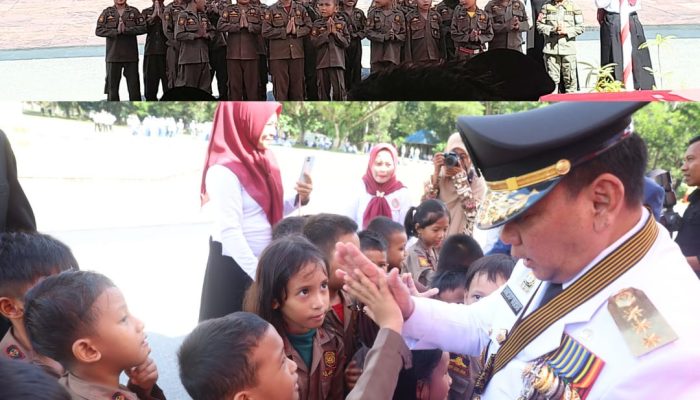Semangat Siswa TK Kendari Cosplay Jadi Satpol PP Saat HUT Sultra, Unjuk Yel-yel di Hadapan Pj Gubernur Andap