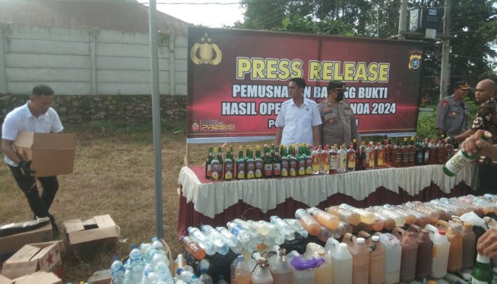 Dua Ton Miras Hasil Operasi Pekat Anoa Selama Dua Bulan Dimusnahkan Polresta Kendari