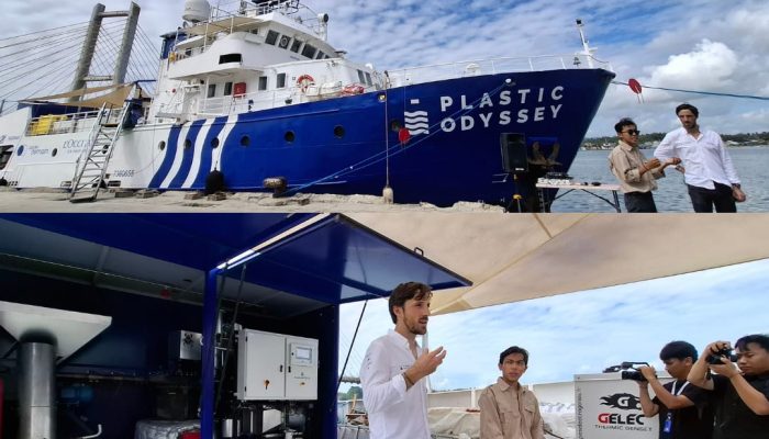 Kapal Plastic Odyssey Berlabuh di Kendari: Kenalkan Teknologi Daur Ulang Sampah Plastik