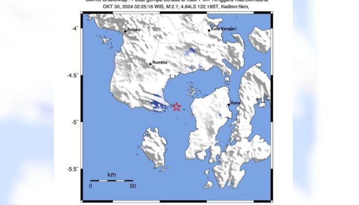 Gempa Bumi Tektonik Guncang Masaloka Raya, Bombana