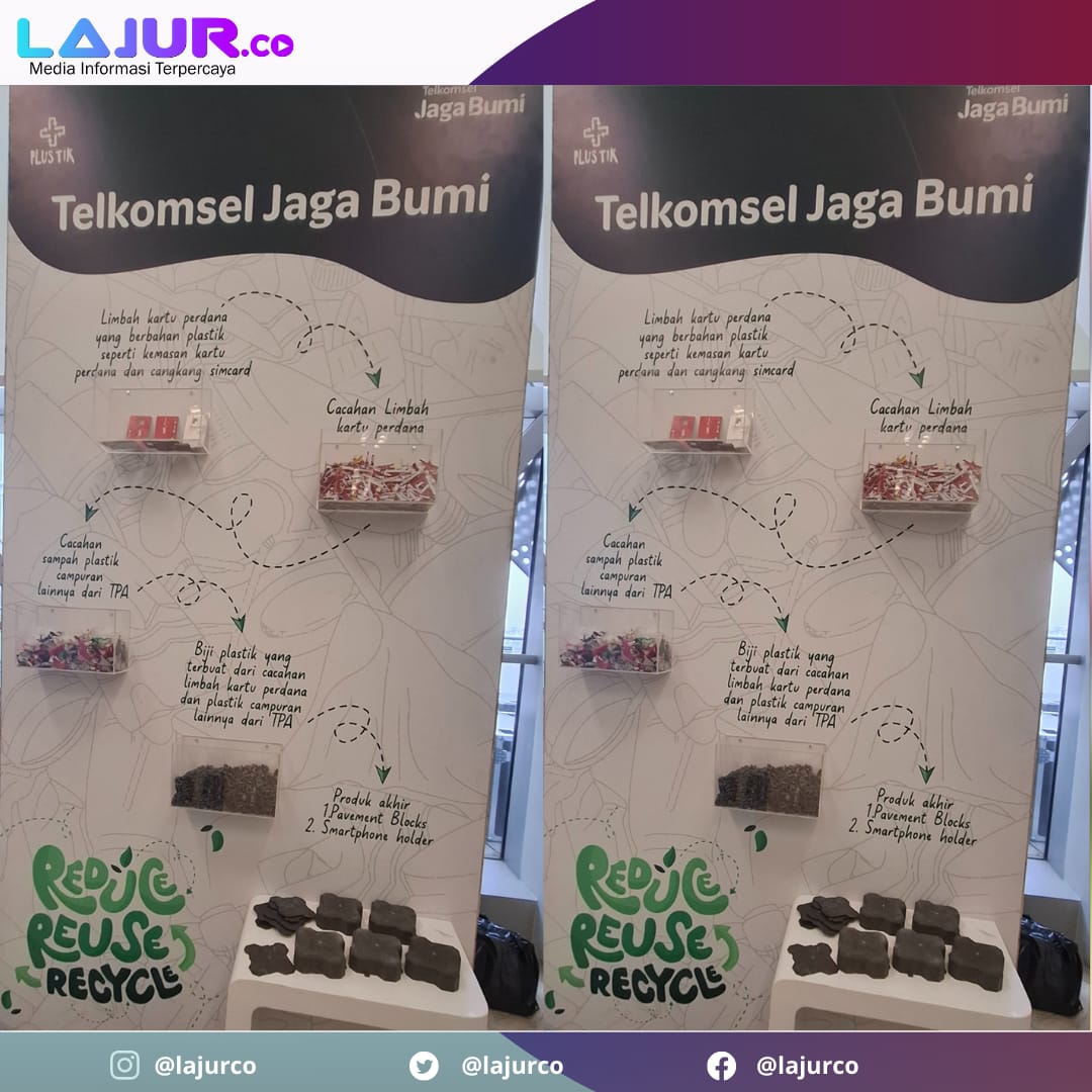 Daur ulang sampah cangkang kartu perdana menjadi pavement blocks. Pada ajang Media Gathering Telkomsel 2024, Telkomsel menjelaskan upaya Telkomsel mengurangi sampah sampah sisa cangkang kartu perdana dengan mengubahnya menjadi produk bermanfaat. Foto: Lajur.co