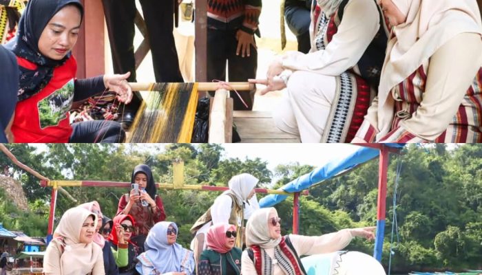 Kunker Isteri Gubernur Sultra di Muna: Beri Bantuan Benang Desa Tenun Masalili, Kunjungi Spot Wisata Alam