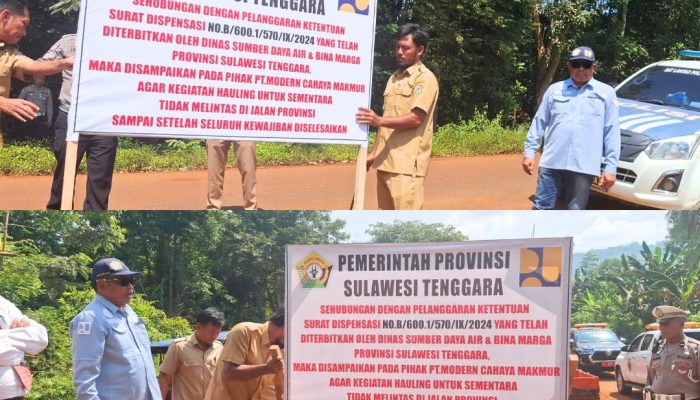 Dinas SDA & Bina Marga Sultra Blokir Jalan PT MCM di Puriala, Konawe