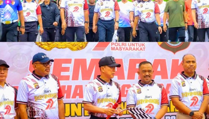 Dilepas Gubernur ASR, Ribuan Warga Meriahkan Jalan Sehat HUT Bhayangkara ke-79 di eks MTQ