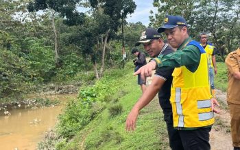 Kepala BWS Sulawesi IV Kendari Andi Umar Dani bersama Wakil Wali Kota Kendari Sudirman mengecek aliran Sungai Wanggu.