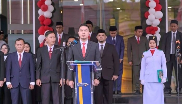 Potret Upacara Bendera Peringatan HUT ke-80 RI di Gedung Tower Bank Sultra