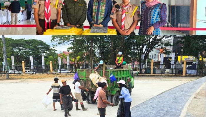 DLH Kolaborasi Saka Kalpataru SMAN 2 Kendari, Gotong Royong Bersih-Bersih Venue STQH