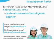 PT Vale Buka Loker Khusus Warga Luwu Timur, Peluang untuk Perempuan, Laki-Laki, dan Disabilitas