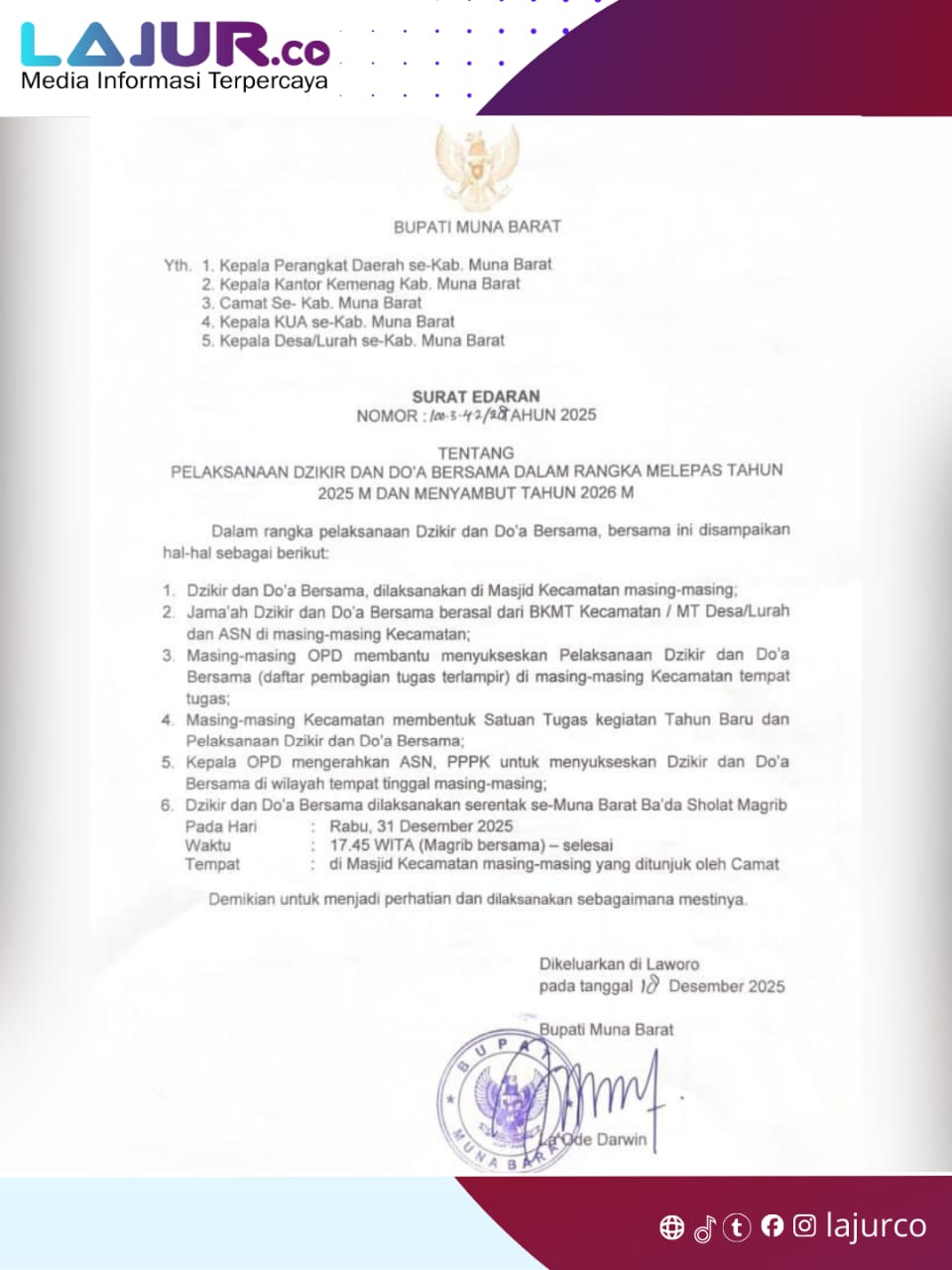 Api Muna Tanpa Kembang Api, Pemkab Muna Barat Imbau Masyarakat Tutup Akhir Tahun ...