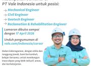 PT Vale Buka Loker Untuk Posisi Engineer, Penempatan di Bungku Timur & Luwu Timur